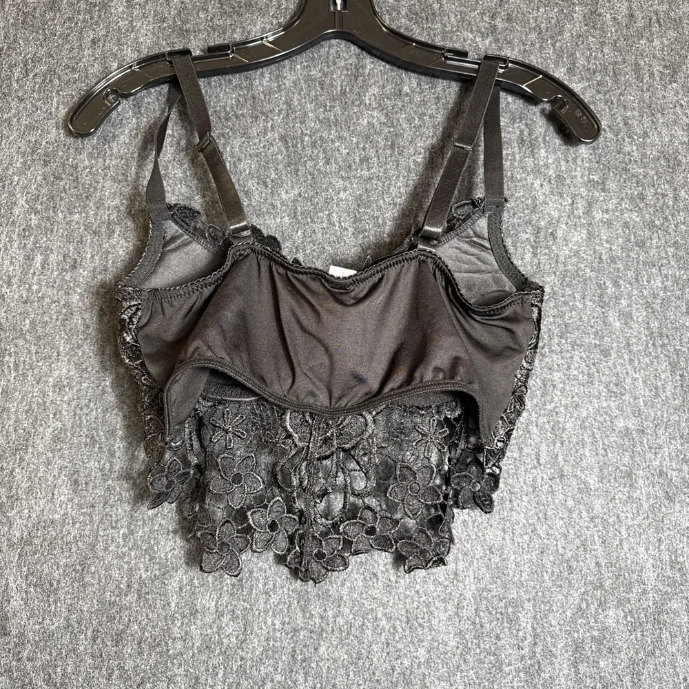 Women's‎ Black Floral Lace Large Bralette Sexy Lingerie Wireless Padded Pullover